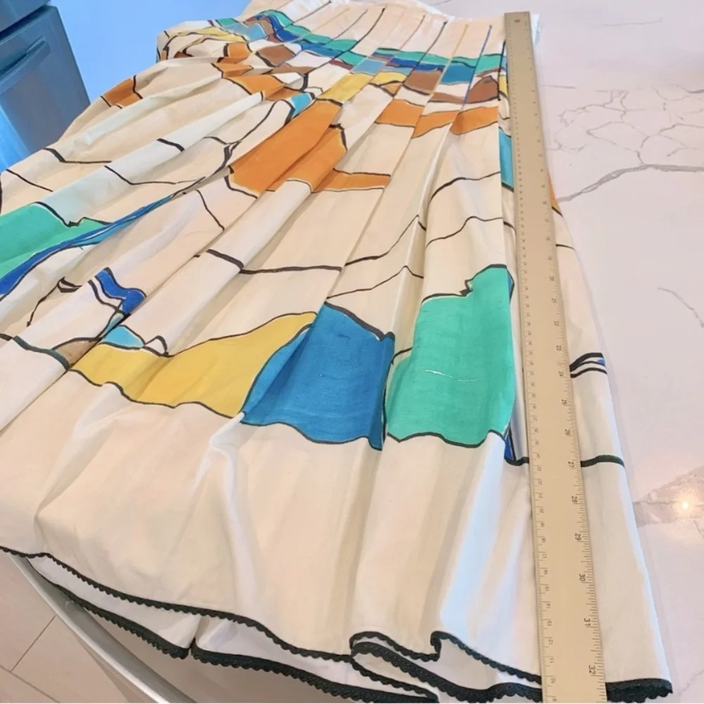 ZARA Printed Pleated Midi Skirt Colorful Abstract Painting Medium, NWOT - Picture 10 of 12